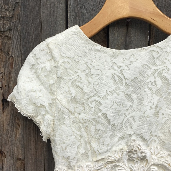 Vintage 80’s Scott McClintock Lace Maxi Dress Cream 4 - Picture 3 of 15